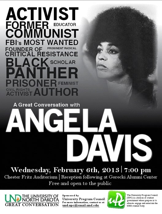Flyer showing everything Angela Davis did.